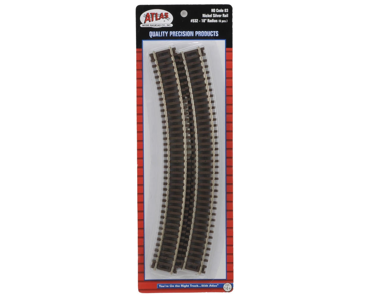 Atlas Railroad HO-Gauge Code 83 Snap-Track 18" Radius Curve (6) 4 Atlas Railroad HO-Gauge Code 83 Snap-Track 18" Radius Curve (6) - Image 2