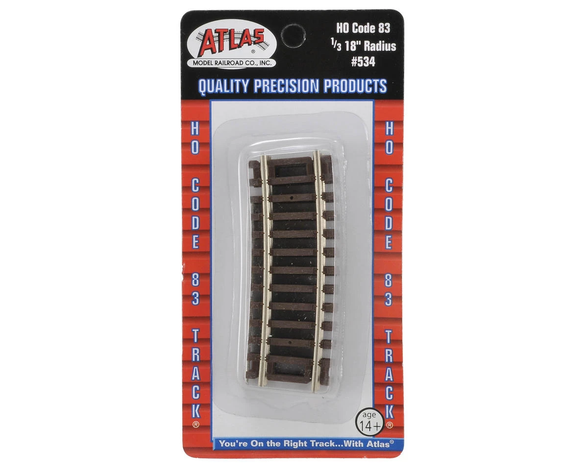 Atlas Railroad HO-Gauge Code 83 Snap-Track 18" Radius 1/3 Curve (4) 4 Atlas Railroad HO-Gauge Code 83 Snap-Track 18" Radius 1/3 Curve (4) - Image 2