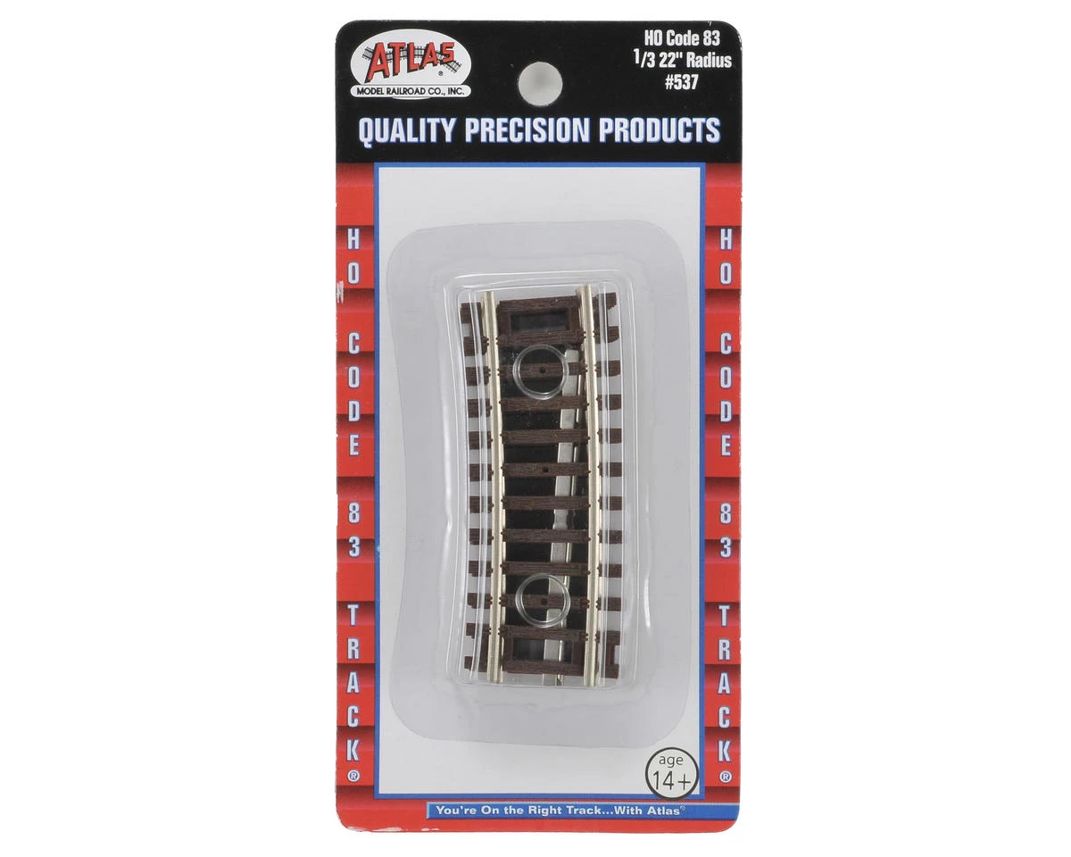 Atlas Railroad HO-Gauge Code 83 Snap-Track 22" Radius 1/3 Curve (4) 4 Atlas Railroad HO-Gauge Code 83 Snap-Track 22" Radius 1/3 Curve (4) - Image 2