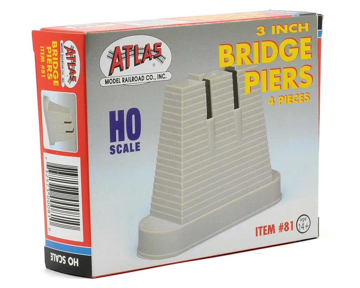 Atlas Railroad HO-Scale 3" Bridge Pier Set (4) 4 Atlas Railroad HO-Scale 3" Bridge Pier Set (4) - Image 2